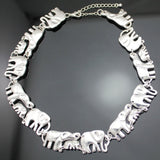 Vintage Elephant Pendant Silver Plated Chain Collar Choker Necklace