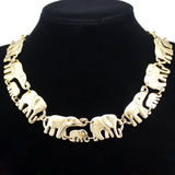 Vintage Elephant Pendant Silver Plated Chain Collar Choker Necklace
