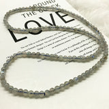 Woman Wrap Bracelet Gray Moon Stone 4 MM Nature Labradonite Bead Necklace