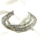 Woman Wrap Bracelet Gray Moon Stone 4 MM Nature Labradonite Bead Necklace