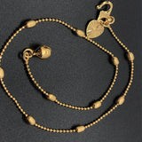 Yellow Bead Bell Anklet Classic Style 9 Inches