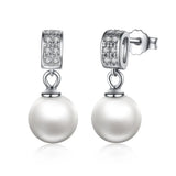 925 Silver Zircon Pearl Stud Earrings for Girls