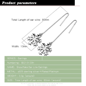 925 Sterling Silver Snowflake Pendant Long Earrings