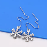 925 Sterling Silver Snowflake Pendant Long Earrings