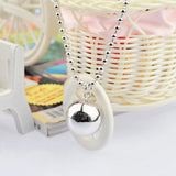 925 Silver Ball Pendant Necklace Beads Chain Girls Jewelry Gift Box
