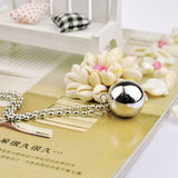925 Silver Ball Pendant Necklace Beads Chain Girls Jewelry Gift Box