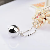 925 Silver Ball Pendant Necklace Beads Chain Girls Jewelry Gift Box