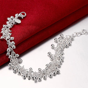 925 Sterling Silver Bracelets Smooth Grapes Beads Bracelet For Girls
