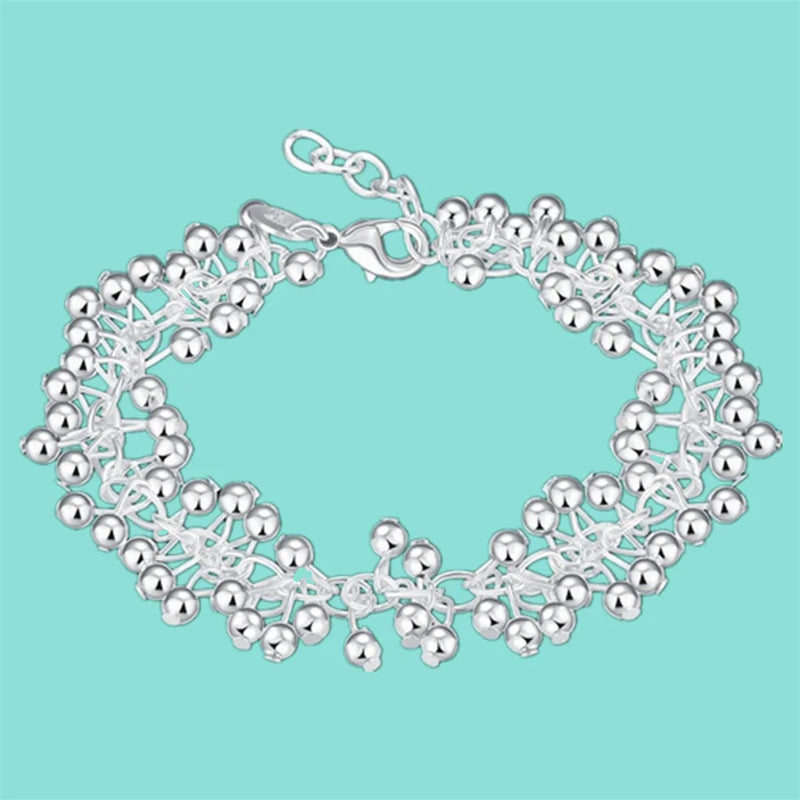 925 Sterling Silver Bracelets Smooth Grapes Beads Bracelet For Girls