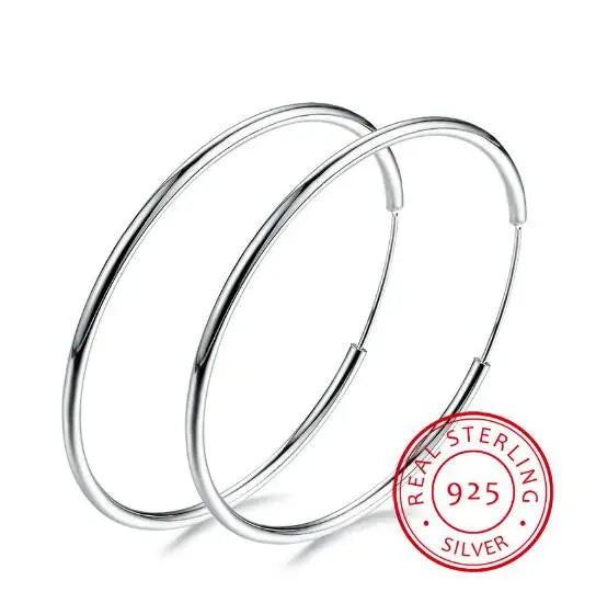 925 Sterling Silver Hoop Earring Circle Loop Gift Box Piercing