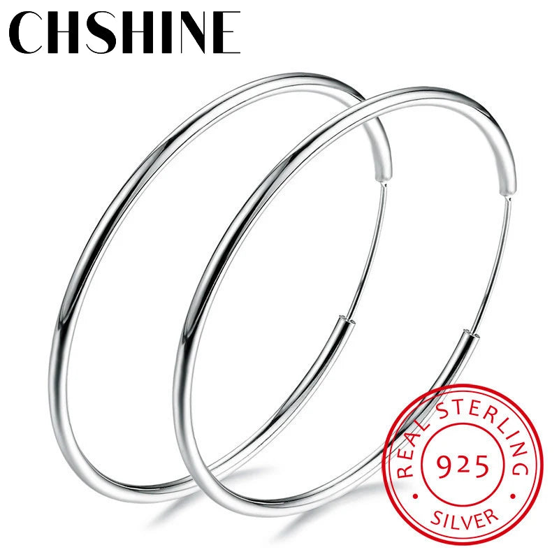 925 Silver Hoop Earrings Piercing Round Circle Loop in Box