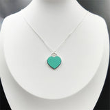 925 Silver Green Pink Enamel Heart Pendant Necklace - Original Holiday Gift