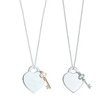 925 Silver Green Pink Enamel Heart Pendant Necklace - Original Holiday Gift