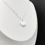 925 Silver Green Pink Enamel Heart Pendant Necklace - Original Holiday Gift