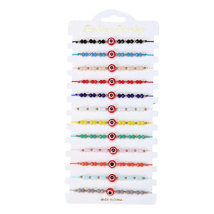 12pcs Eyes Charms Bracelets Set Crystal Bead Anklets Wristband Girl Jewelry