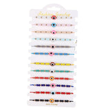 12pcs Eyes Charms Bracelets Set Crystal Bead Anklets Wristband Girl Jewelry
