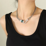 18K Plated Snake Head Necklace Zircon Inlay Choker