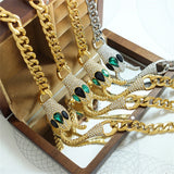 18K Plated Snake Head Necklace Zircon Inlay Choker