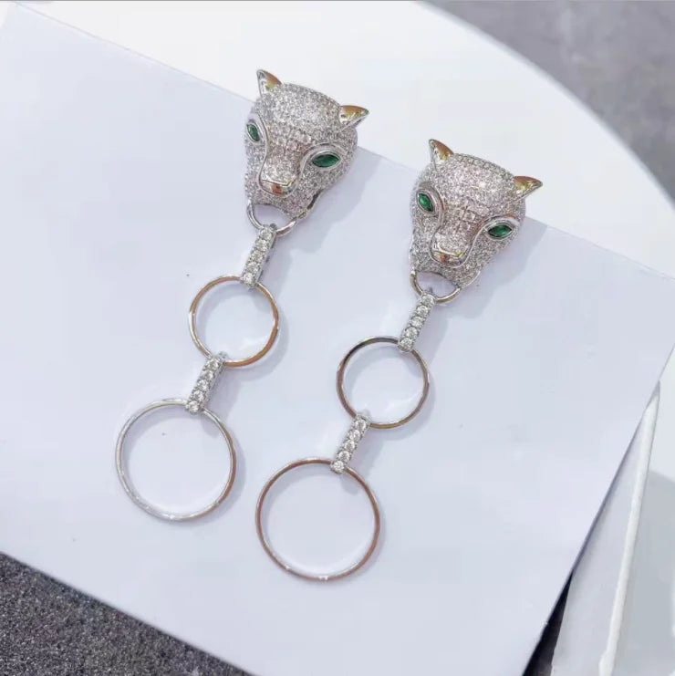 Leopard Animal Earrings S925 Silver Post
