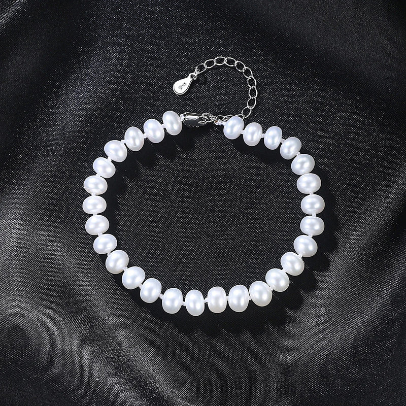 Baroque Pearls Beads Bracelet Round Natural Freshwater Pearls Men Jewelry