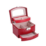 3-Layer Jewelry Box Makeup Organizer w/ Mirror Storage Container