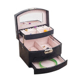 3-Layer Jewelry Box Makeup Organizer w/ Mirror Storage Container
