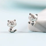 Punk Cat Silver Stud Earrings for Women Girls Teen Party Jewelry