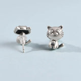 Punk Cat Silver Stud Earrings for Women Girls Teen Party Jewelry