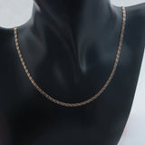 Women's 585 Rose Small 2mm Snail Link Chains Necklace