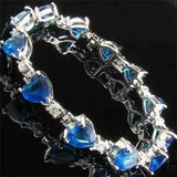 Women 7.5in Bracelet 18K Plated Jade Zircon Turquoise Heart Jewelry