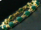 Women 7.5in Bracelet 18K Plated Jade Zircon Turquoise Heart Jewelry