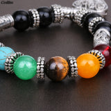 8mm 7 Chakra Healing Bracelet with Heart Charm - Reiki Stones