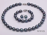 9-10mm Rice Freshwater Pearl Necklace Bracelet Earrings Set