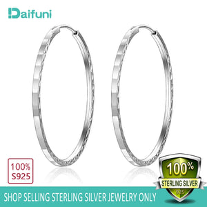 Sterling Silver Big Circle Hoop Earrings European American Lozenge Show Jewelry