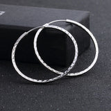 Sterling Silver Big Circle Hoop Earrings European American Lozenge Show Jewelry