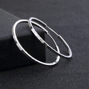 Sterling Silver Big Circle Hoop Earrings European American Lozenge Show Jewelry