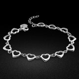 925 Silver Heart-shaped Bracelet for Women, Fine Jewelry Gift