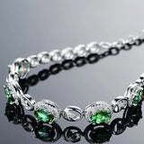 Sterling Silver Olive Green Spinel Bracelet Pave Setting