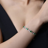 Sterling Silver Olive Green Spinel Bracelet Pave Setting