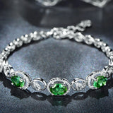 Sterling Silver Olive Green Spinel Bracelet Pave Setting