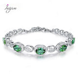 Sterling Silver Olive Green Spinel Bracelet Pave Setting