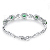 Sterling Silver Olive Green Spinel Bracelet Pave Setting