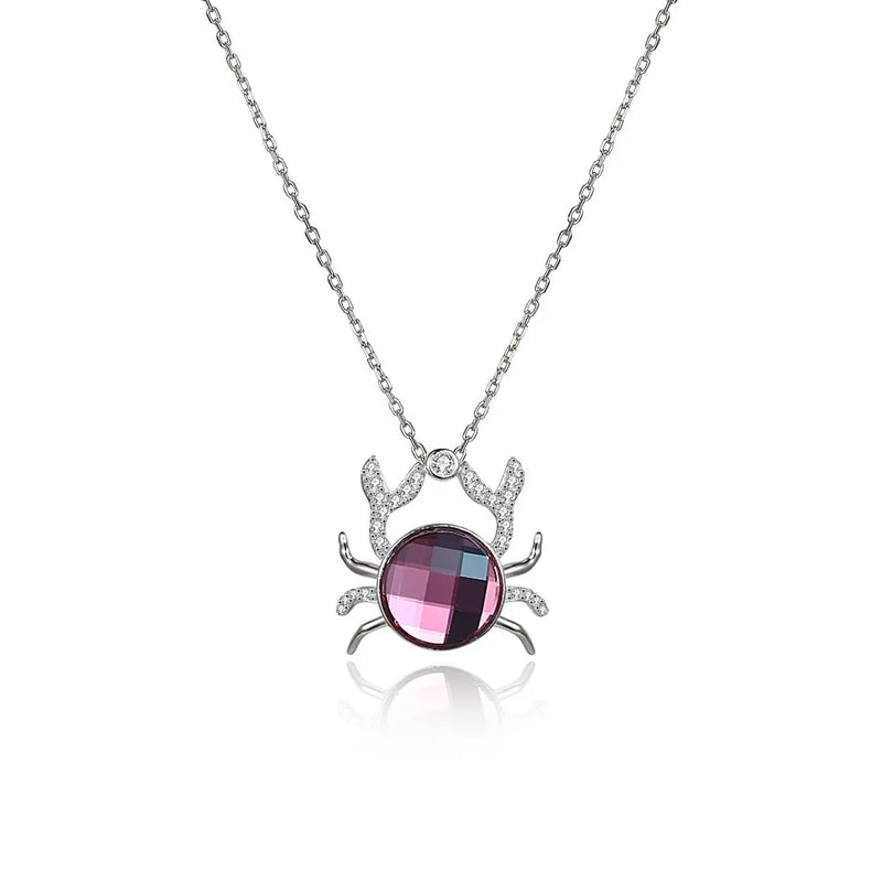 925 Silver Crystal Crab Pendant Lady Necklace