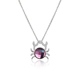 925 Silver Crystal Crab Pendant Lady Necklace