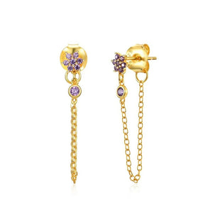 925 Silver Flower Zircon Stud Earrings Party Wedding Jewelry