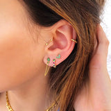 925 Silver Flower Zircon Stud Earrings Party Wedding Jewelry