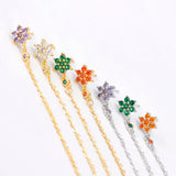 925 Silver Flower Zircon Stud Earrings Party Wedding Jewelry
