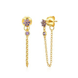 925 Silver Flower Zircon Stud Earrings Party Wedding Jewelry
