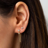 925 Silver Flower Zircon Stud Earrings Party Wedding Jewelry