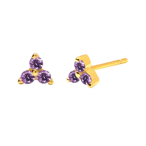 925 Silver Purple Zircon Hoop Earrings Wedding Jewelry